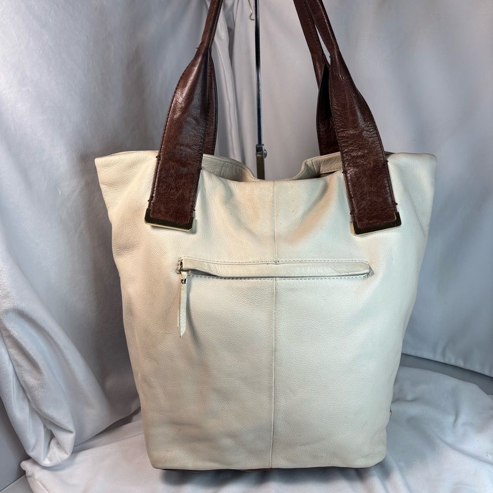 Ellliot Lucca Handpainted Intreccio Peacock Leather Tote Bag - Picture 3 of 10
